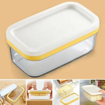 

Home Portable Keeper Dish With Lid Sealing Cutting Kitchen Storage Butter Box Rectangle Container Cheese Food