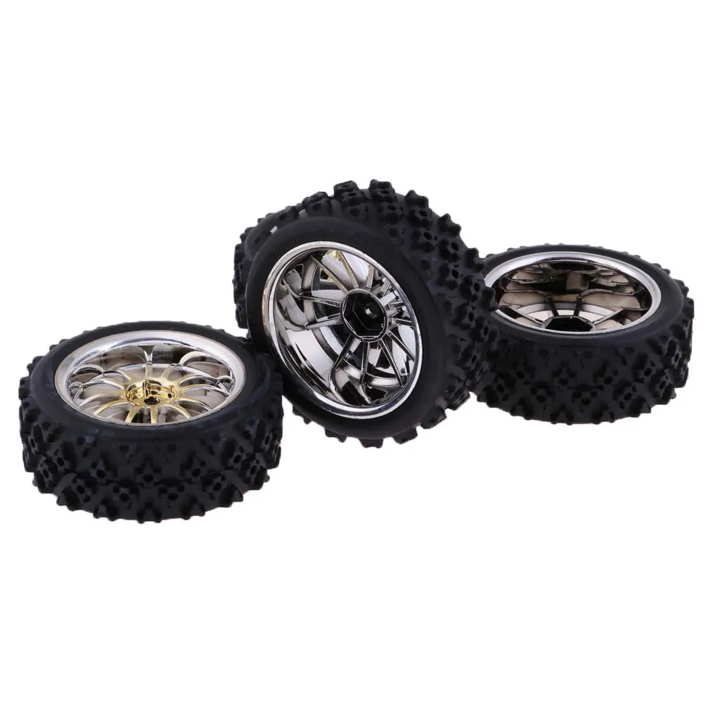 4Pc Rubber RC 1/10 Crawler Car Tires with Wheels Rims for HSP  Traxxas HPI
