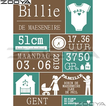 

5D Diamond Painting Baby Birth Date Custom Photo Diamond Embroidery Full Set Round/Square Text By Numbers Mosaic For Children Dz