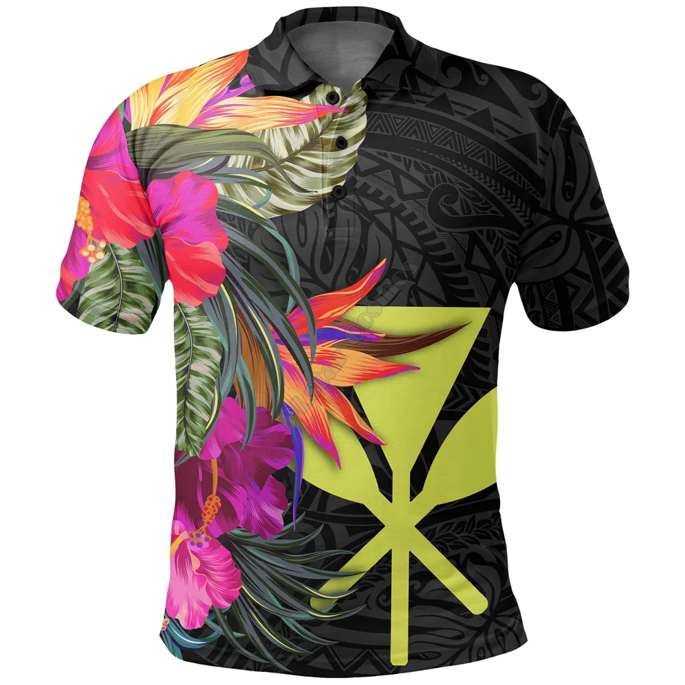 

Hawaii Polo Shirt Hibiscus Polynesian Pattern Style 3D Printed Polo Shirt Men for Women Short Sleeve Summer Reggae T-shirt