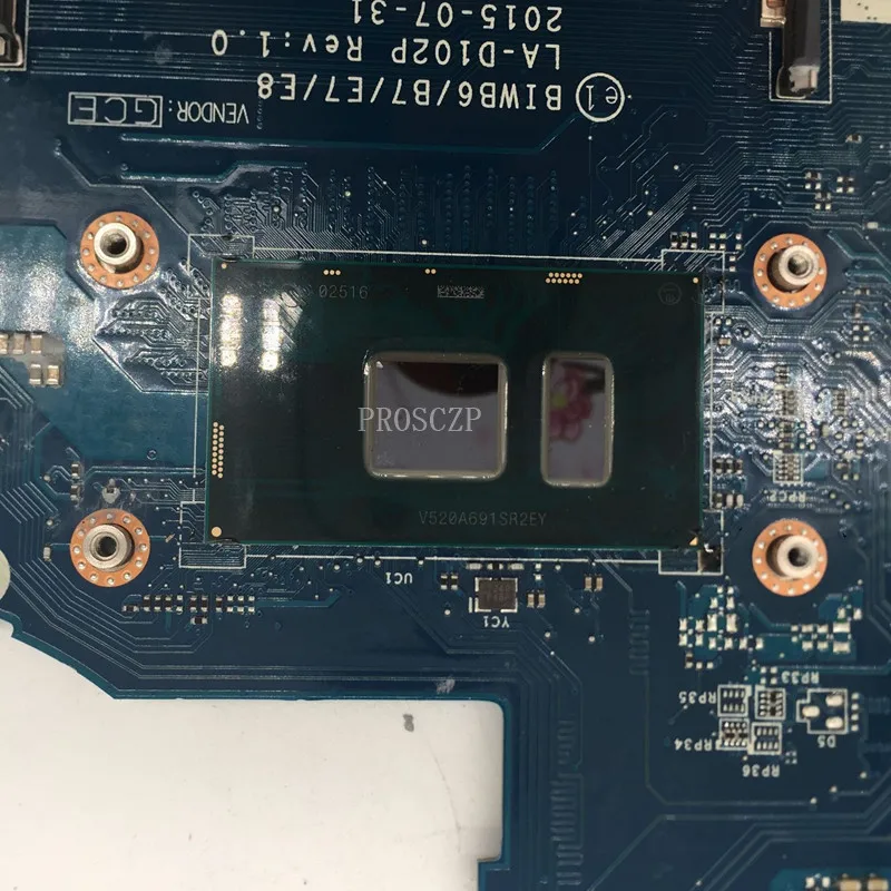 Для Thinkpad B51-80 E51-80 Материнская плата ноутбука BIWB6/B7/E7/E8 LA-D102P с SR2EY I5-6200U Процессор совместимость