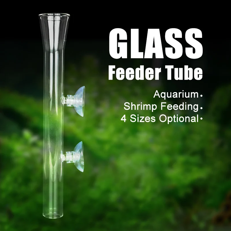 

Senzeal High Quality Aquarium Glass Feeder Transparent Tube Bowl Fish Shrimp Feeding Food with 2pcs Suction Cups Safe