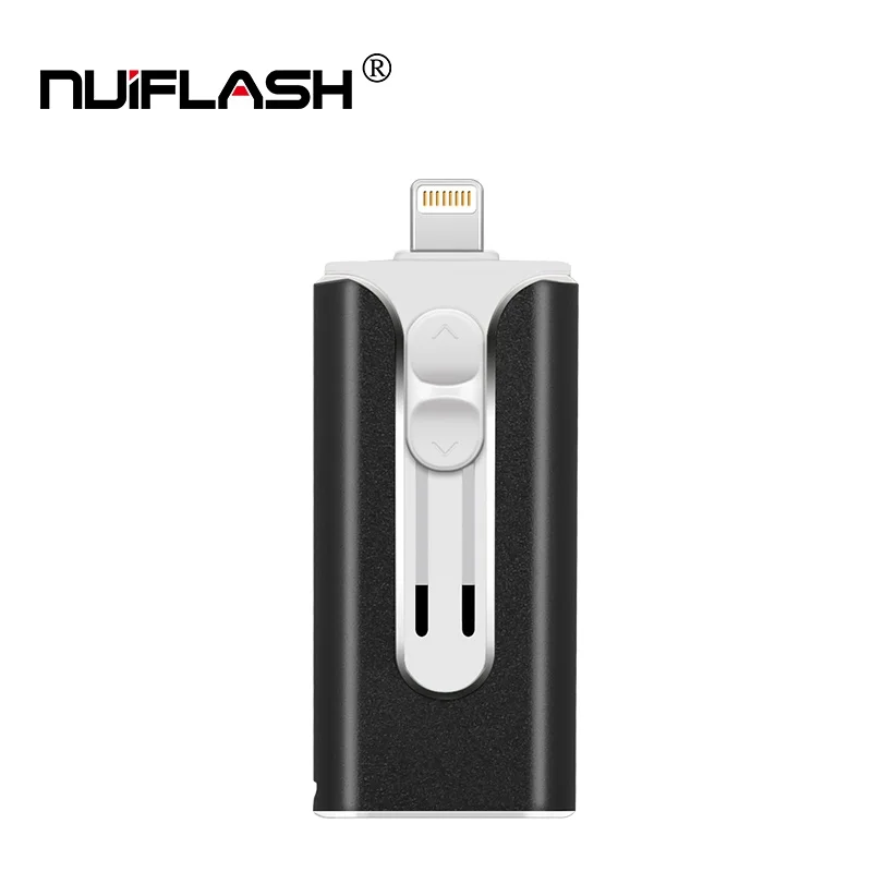 black Для iPhone/iPad/компьютера usb флэш-память 128 ГБ 256 ГБ флэш-накопитель 64 Гб оперативной памяти, 32 Гб встроенной памяти, флэш-накопитель usb накопитель фото led stick - Цвет: black