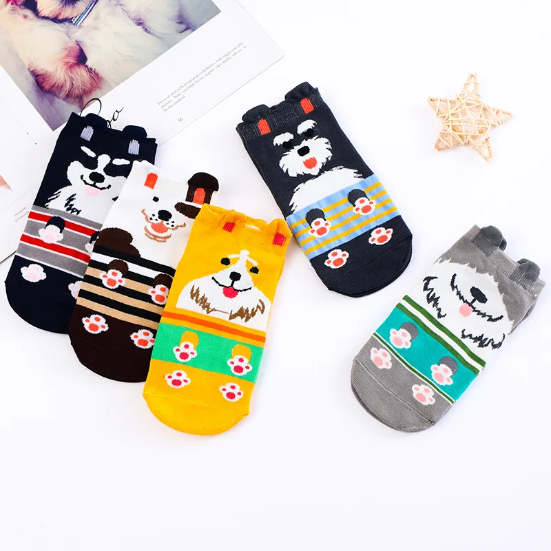 

5pairs cute Harajuku animal fashion socks set funny spring and summer cat dog rabbit panda low chest happy casual kawaii socks