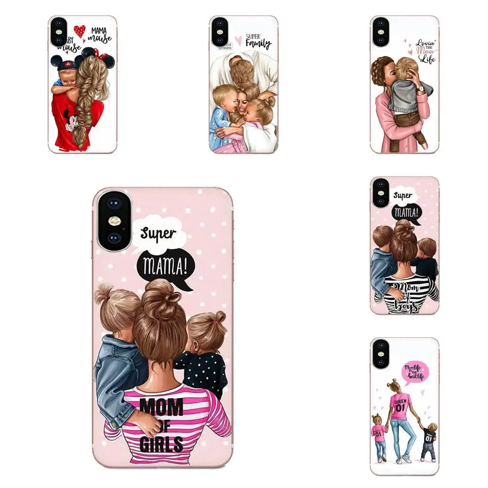Рисунок ТПУ черные коричневые волосы Baby Mom для Huawei Honor 4C 5A 5C 5X 6 6A 6X 7 7A 7C 7X 8 8C 8S 9 10 10i 20