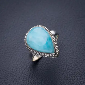 

StarGems Natural Caribbean Larimar Handmade 925 Sterling Silver Ring 8.5 D8442