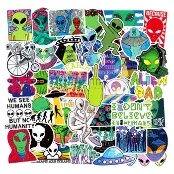 

50 PCS Cartoon Alien UFO Stickers Waterproof Graffiti Stickers For Skateboard Luggage Motorcyle Car Computer Laptop Skin Decals