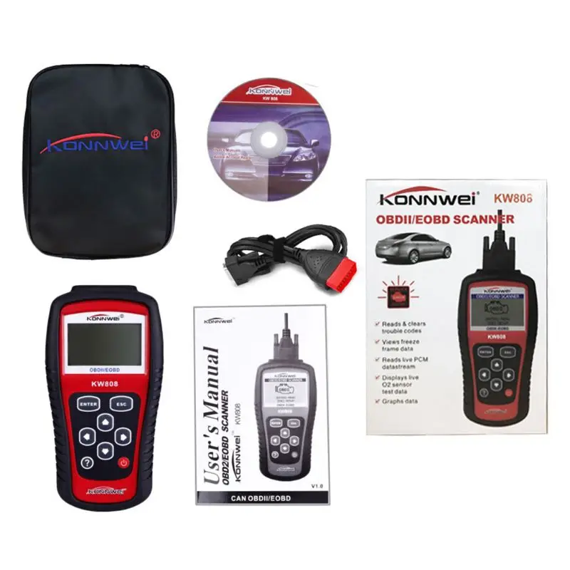 KW808 OBDII EOBD автомобильный код считыватель сканер обнаружения декодер диагностический инструмент сканирования