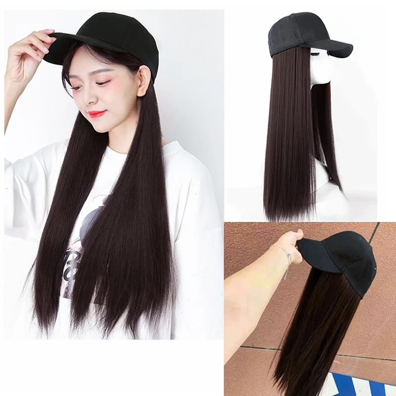Дизайн, Женская Бейсболка, парик, прямые длинные волосы, мода для девушек, большие волнистые вьющиеся волосы, Snapback, Имитация волос, шапка s CP0383