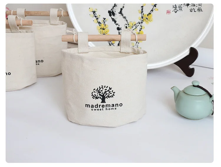 Thick Canvas Single Pocket Hanging Bag Home Storage Supplies Fabric Hanging Storage Bag Cotton Linen Storage Hanging Bag Manufac
