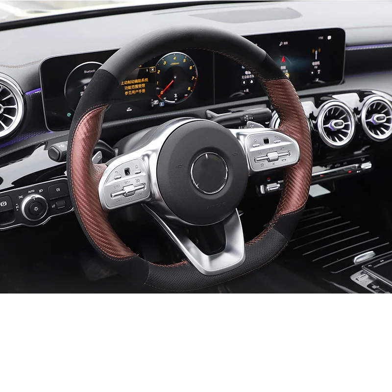 

Lsrtw2017 for Mercedes Benz A Class A180 A200 Car Steering Wheel Cover Hand-sew Interior Mouldings Accessories 2019 2020