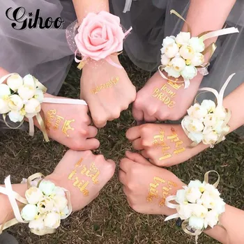 

1Pcs Flash Bride To be Temporary Tattoo Sticker Bachelor Party Bridesmaid Wrist Flower Wedding Party Body Art Glitter Decals
