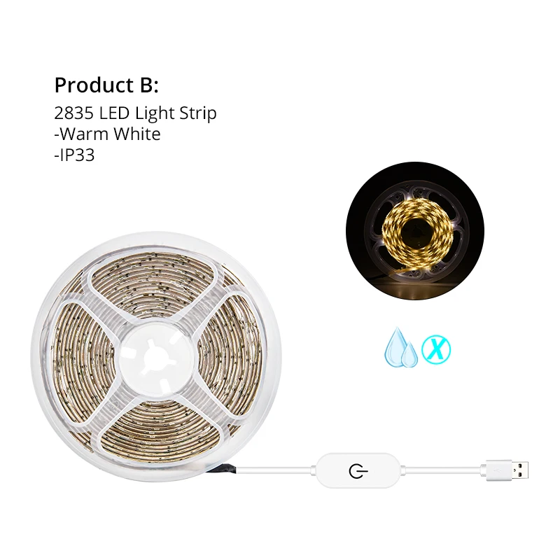 Package B 5M Tocador con espejo светильник для макияжа, зеркальный светильник, USB, 5 В, туалетный столик, лампа для ванной комнаты, светодиодная лампа для туалетного зеркала, косметический светильник в полоску - Испускаемый цвет: Package B