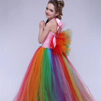

Fluffy Rainbow Unicorn Tutu Dress with Tulle Wings for Kid Girl Pony Inspired Costume Pony Christmas Birthday Party Cosplay Dres