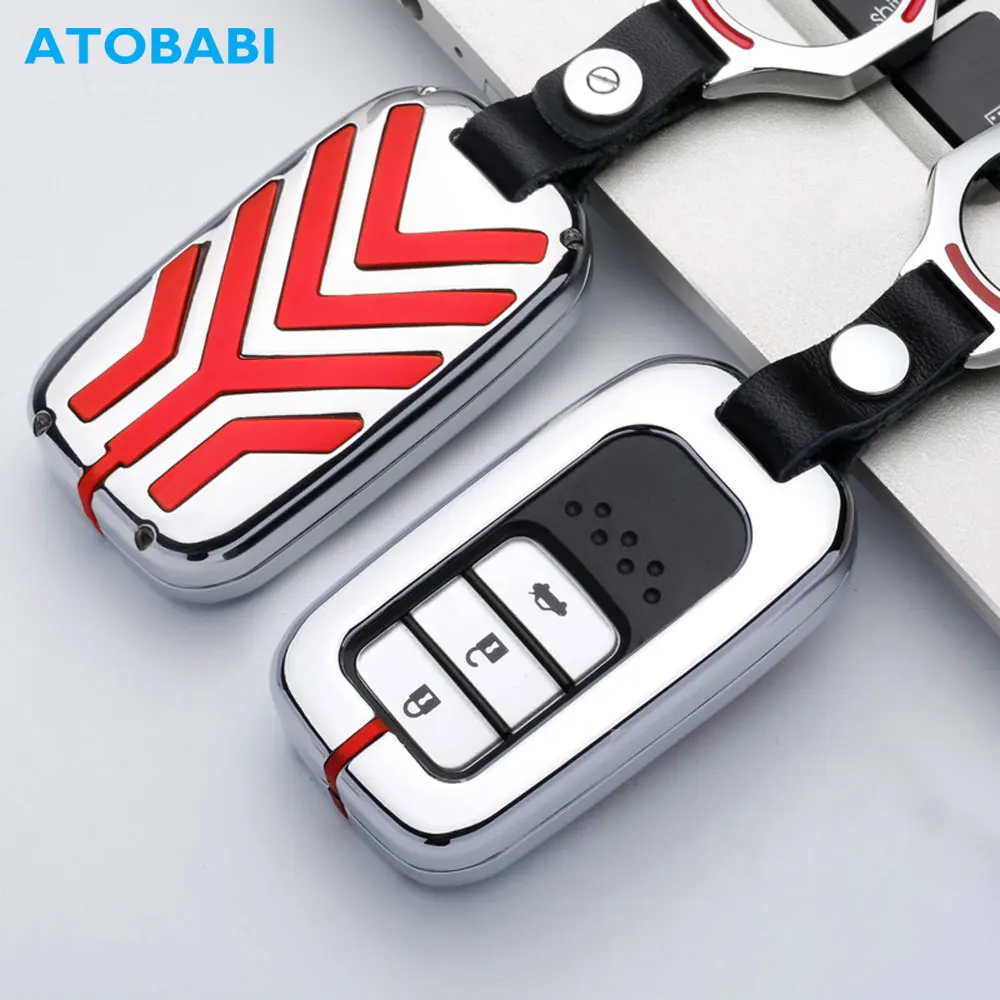 

Zinc Alloy Car Key Case For Honda Civic CRV XRV URV Vezel Avancier Accord Smart Remote Fob Shell Protector Cover Keychain Bag