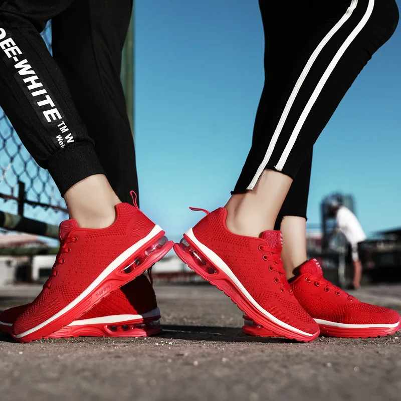 Пара беговых кроссовок с воздушной подушкой, повседневная обувь из сетчатого материала, женские дышащие кроссовки для бега, спортивная обувь для мужчин 47 больших размеров