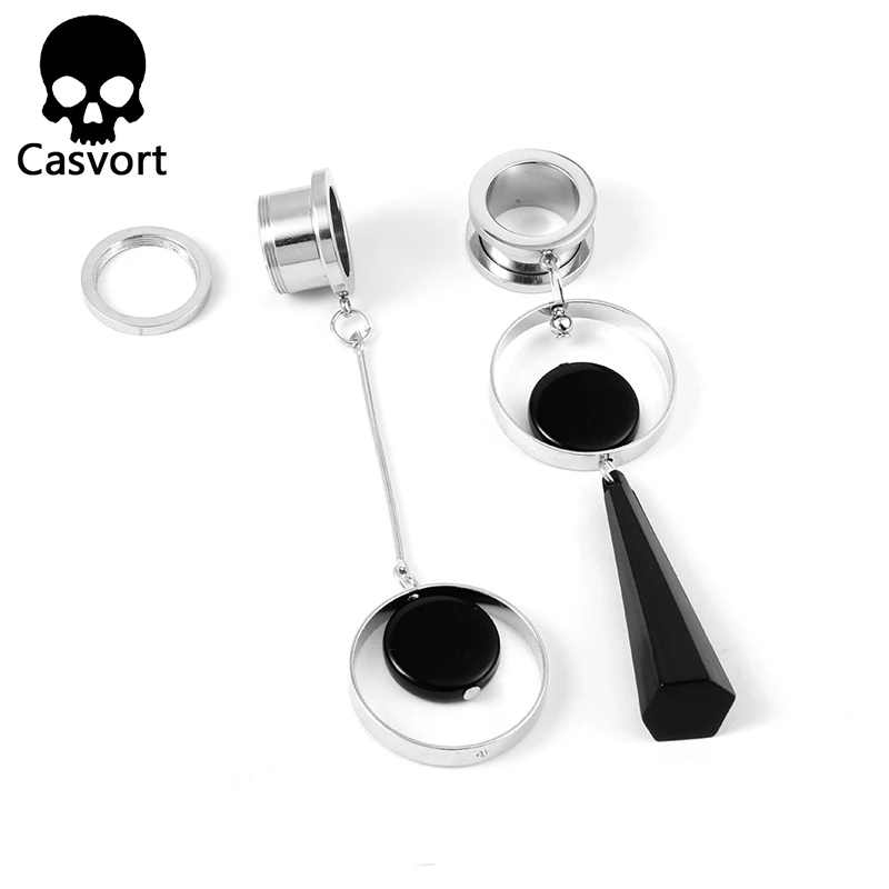 Casvort, 2 шт., пирсинг для ушей, расширитель, туннель, заглушка, Висячие шпильки, ушные измерители, носилки, модные украшения для пирсинга тела, подарок