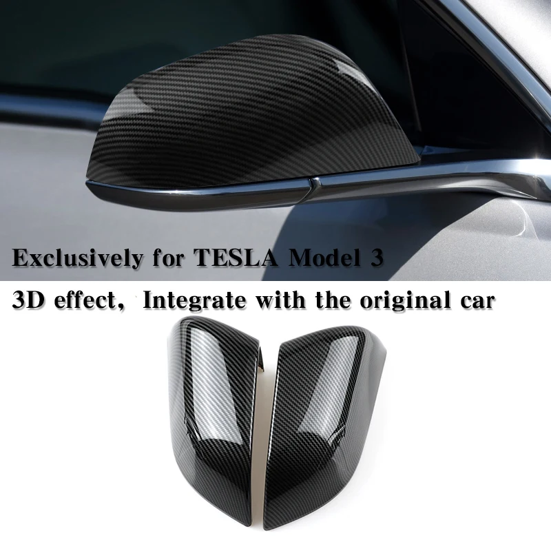 

2pcs Carbon Fiber car rear view mirror covers for 2017-2019 Tesla Model 3 Side Mirror Covers protection modified accessories