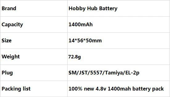 4.8v 1400mah