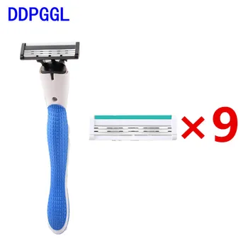 

DDPGGL 1 Holder 9 Blades Men Disposable Razor 3 Layer Shaver Razor Blade Replaceable Blade Stainless Steel Shaving Head