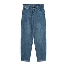 Женские джинсы с высокой талией больших размеров, длинные женские джинсовые штаны, черные, синие, винтажные