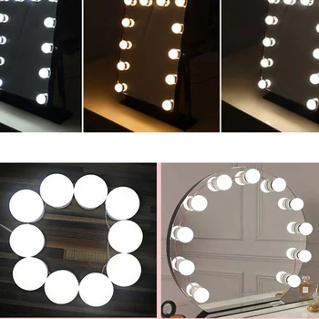 

Upgrade LED 12V Makeup Mirror Light Bulb Hollywood Vanity Lights Stepless Dimmable Wall Lamp 10 Bulbs Kit for Dressing Table