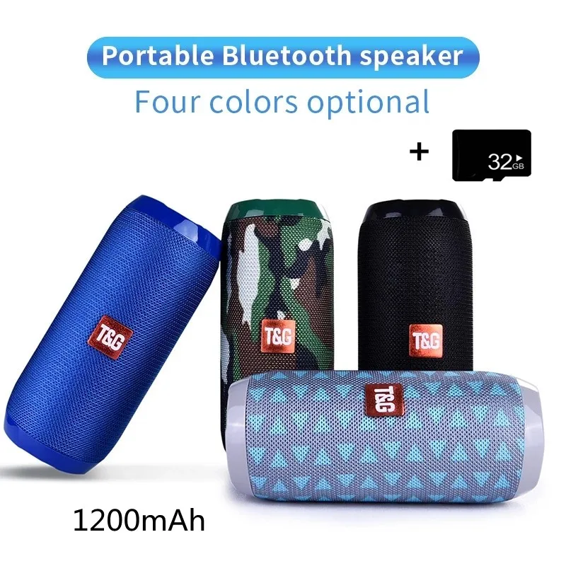 TG117 Portable Bluetooth Speaker 1200mAh Subwoofer Stereo Loudspeaker Wireless Bass Column Waterproof Speakers Support AUX TF |
