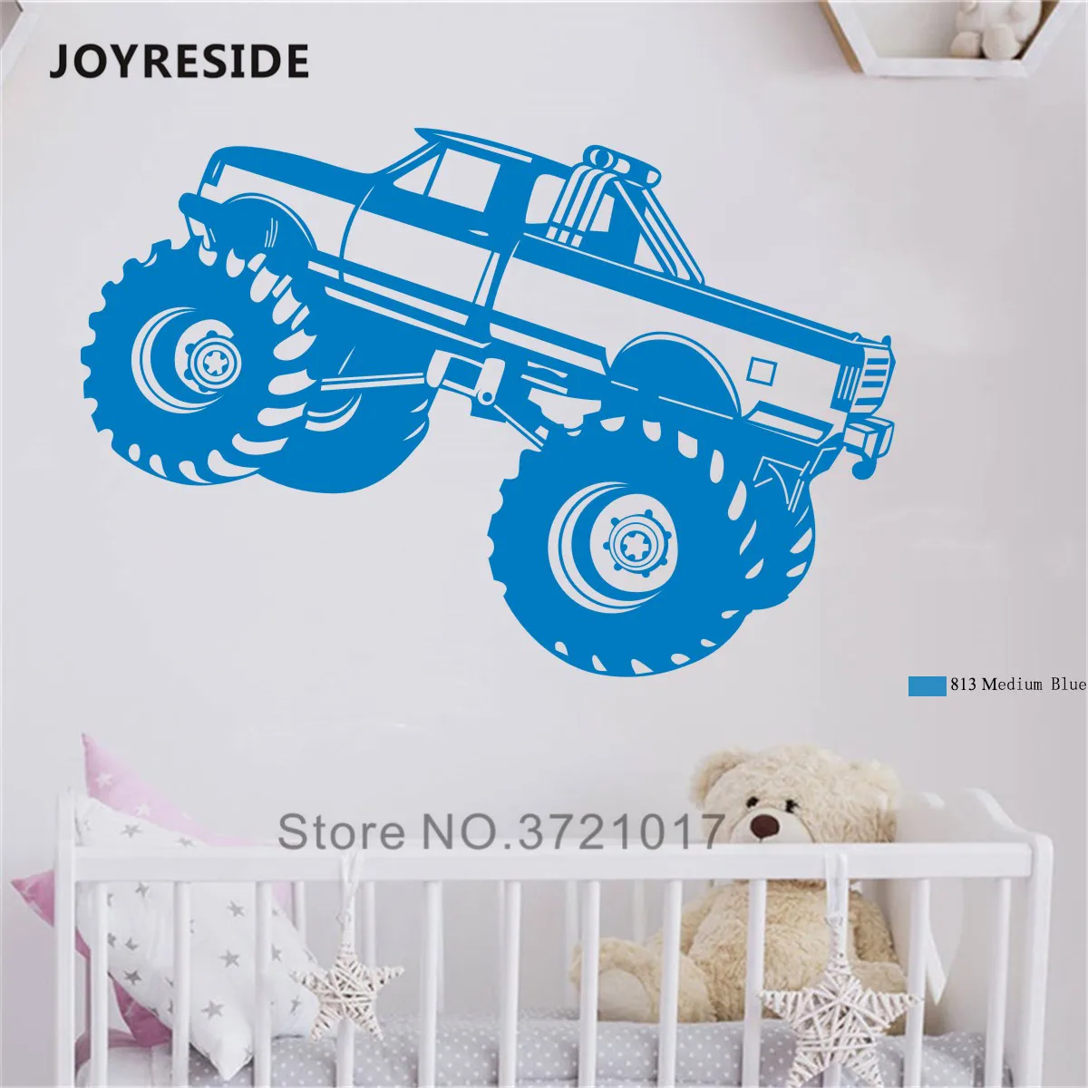 JOYRESIDE Наклейка на стену виниловая наклейка монстр грузовик автомобиль Декор мальчик спальня гостиная съемные украшения Фреска дизайн DIY XY007 - Цвет: 813 Medium Blue