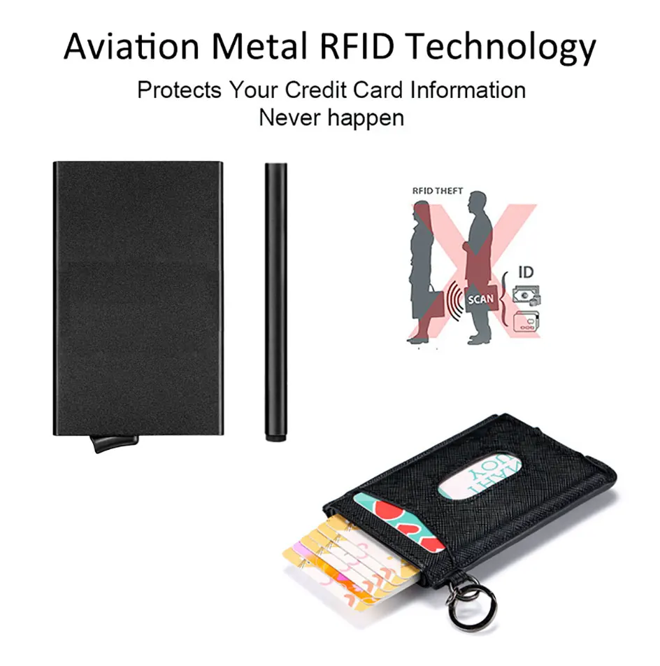 Высокое качество Rfid держатели для кредитных карт мужской кошелек Бизнес-держатель для карт чехол тонкий карман для денег сумка безопасности смарт-кошелек автоматический