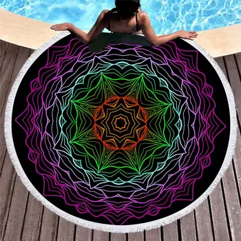 

Mandala Round Beach Towel Tassel Microfiber Boho Beach Towel Kid Play Mat Travel Sofa TV Living Room Home Decor
