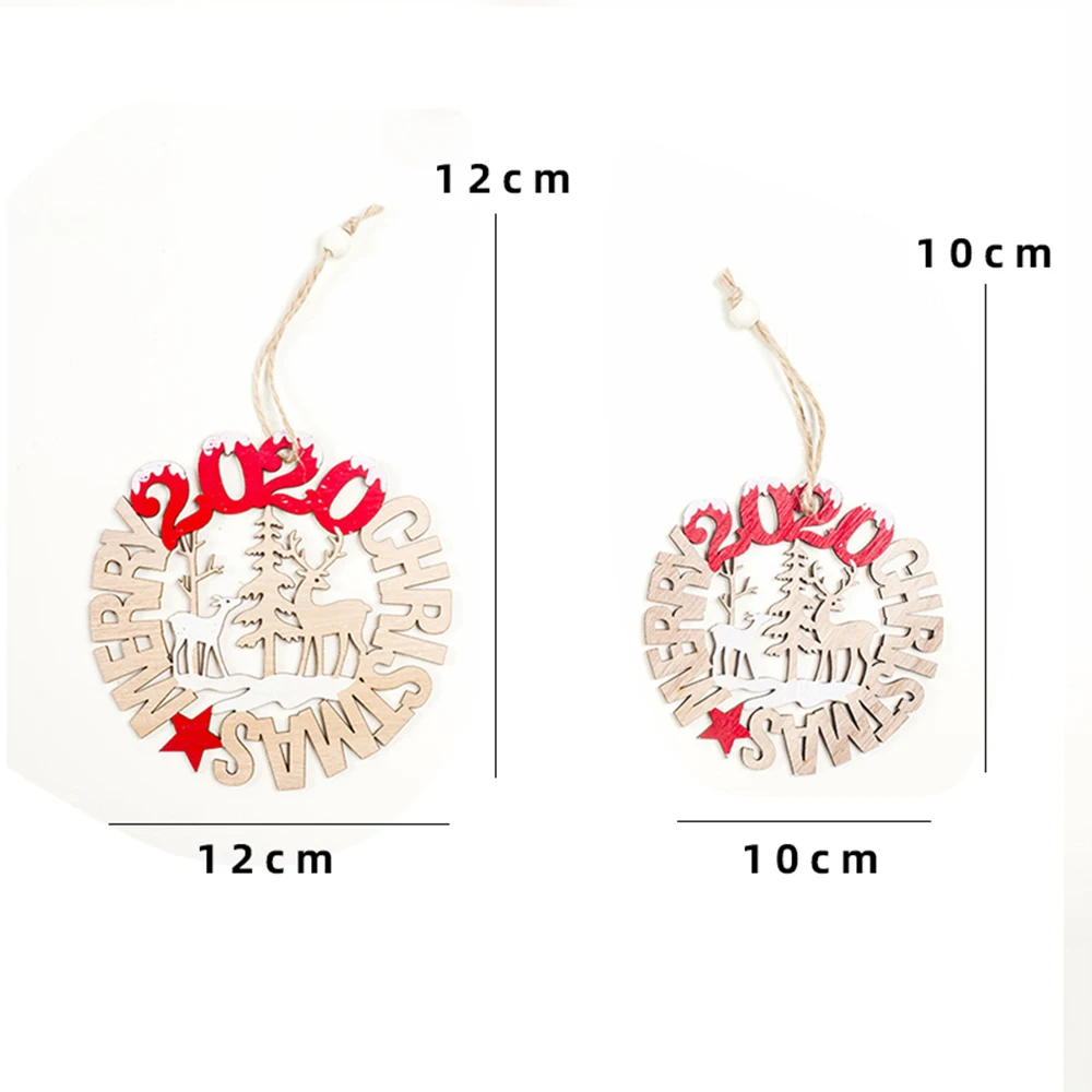 2Pcs New Year Christmas Ornament Wooden Hanging Pendants Christmas Decorations for Home Year Decoration Xmas Ornament C1443 a