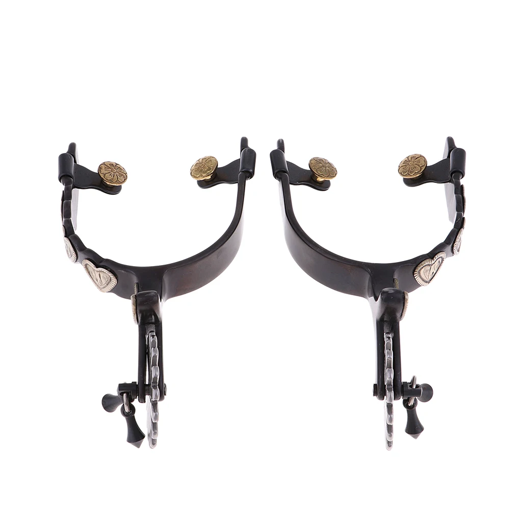 Western Riding Roping Spurs for Boots, Equestrian Iron Bumper Spurs for Adults Men Women -  Antique Brown