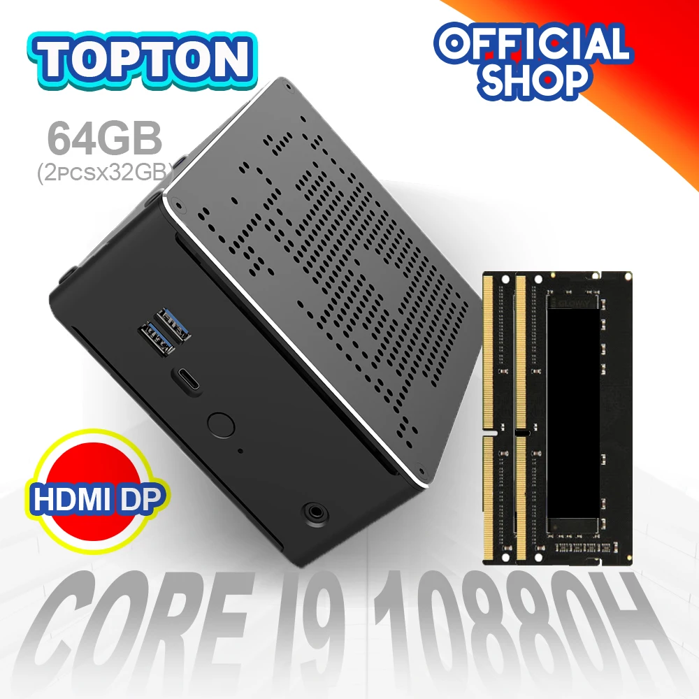 Mais novo mini pc intel i9 10880h i9 9880h i7 9850h 2 * ddr4 2 * m.2 pcie + 1*2.5 graphics sata gráficos 630 jogos silêncio pc hdmi dp ac wi-fi bt