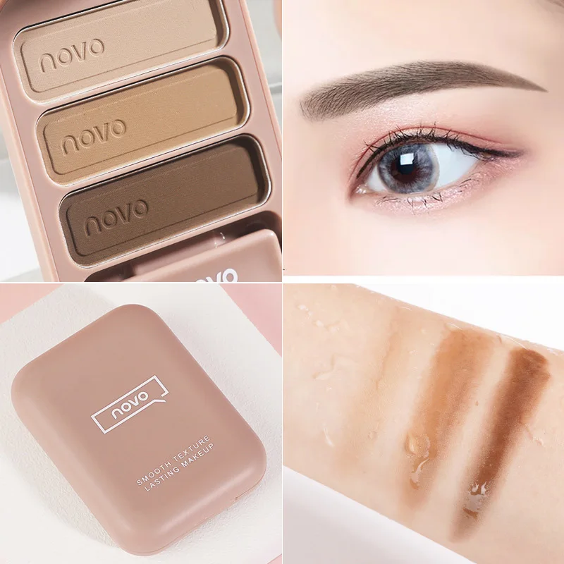 3 Colors 3D EyeShadow Brow Makeup Palette Long lasting Waterproof Make Up Eyebrow Shades Powder Highlight Powder Nose Shadow