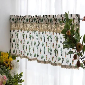 

Free Shipping High Quality Pastoral Light Greens Curtain Lovely Bowknot Lace Coffee Curtain Kitchen Short Curtain Small Curtain