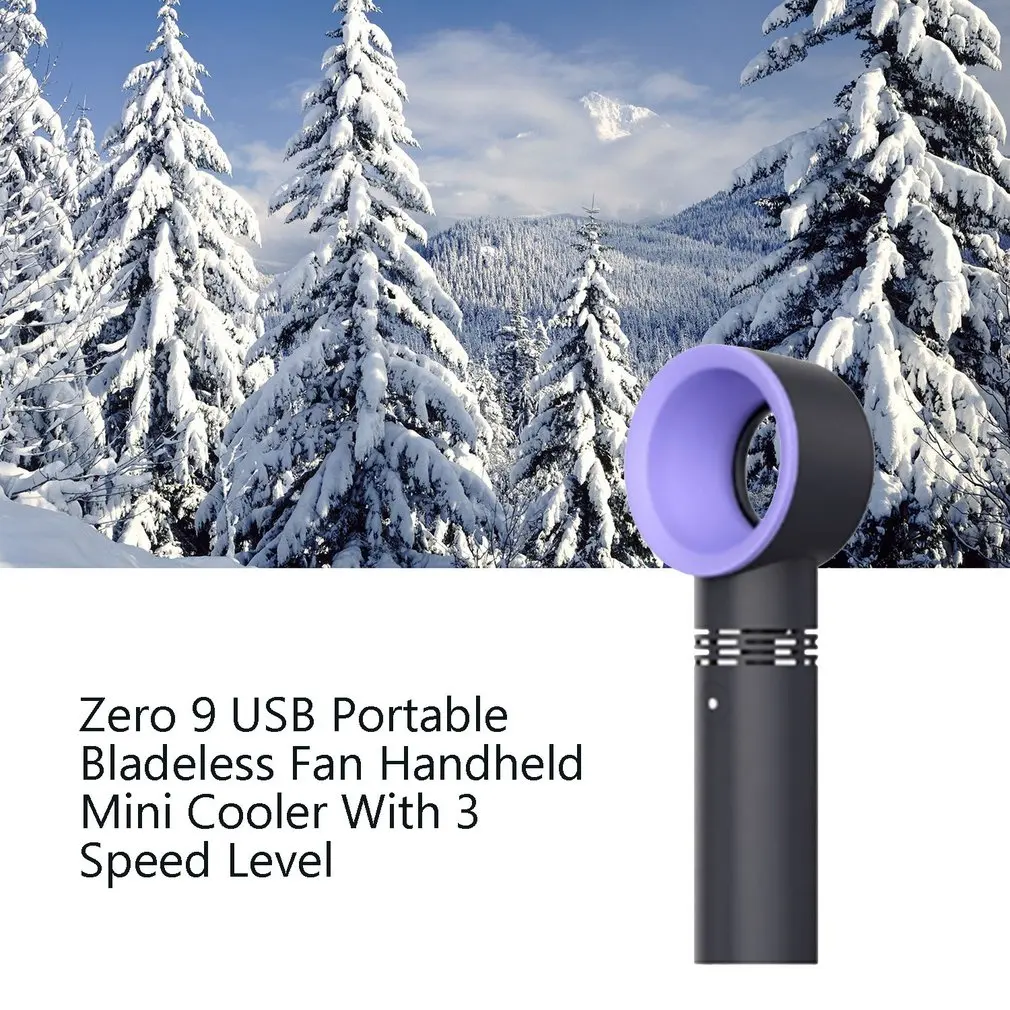 Zero 9 USB перезаряжаемый портативный вентилятор, портативный мини-кулер, удобный вентилятор с 3 вентиляторами, светодиодный индикатор скорости