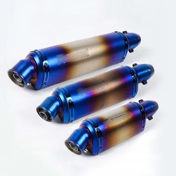 

310mm 370mm 470mm Motorcycle Exhaust Tip Silencer Muffler Baffle DB Killer Escape Muffler Tip Half Blue Tail Pipe System