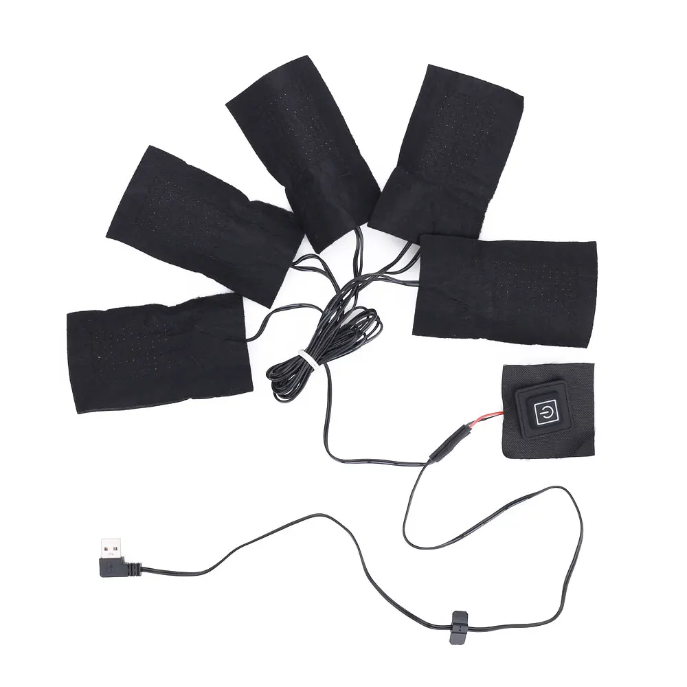 5pcs Подушечки для одежды, Электрогрелка, жилет, USB, черный, зимний, мобильный, теплое снаряжение, теплые подушечки, куртка, одежда, нагреватель, прочная подушка - Цвет: 5pcs