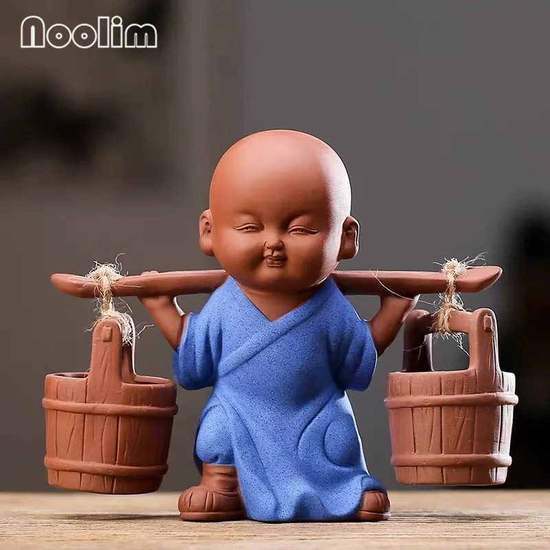 Blue Креативная фиолетовая глина Прекрасный маленький монах сбор воды чай домашнее животное украшения бутик маленький Scindapsus ваза Чайный домик украшение дома - Цвет: Blue