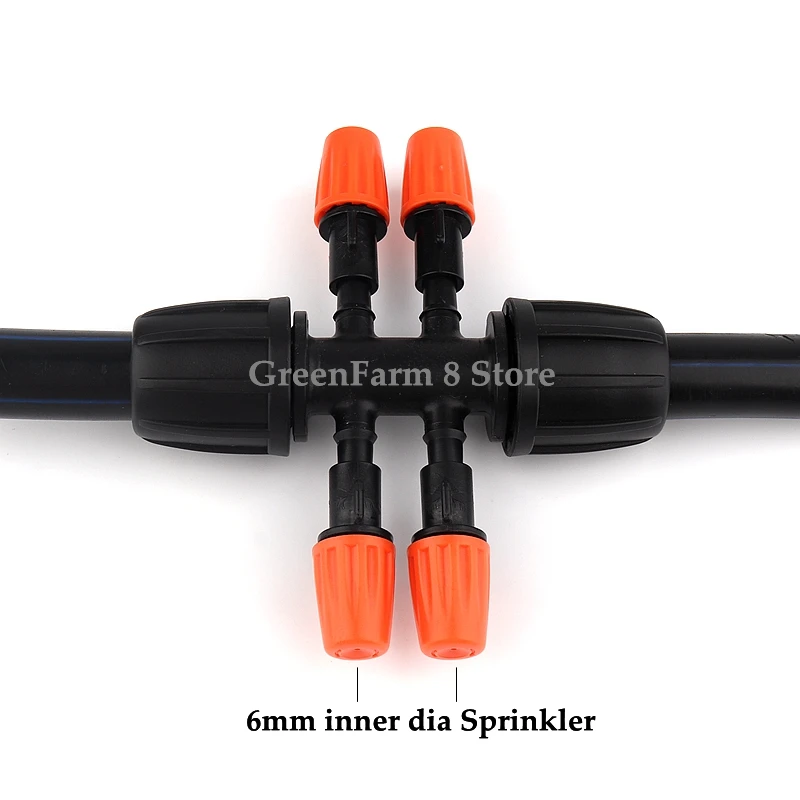 2~50pcs 16PE-6mm outer dia 6-Ways Connector Greenhouse Micro Irrigation System Watering Tube Fittings with lock nuts | Дом и сад