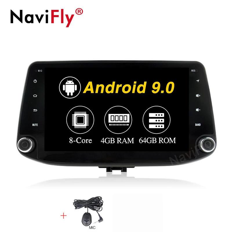 NaviFly Autogps 9 дюймов Android 9,0 Автомагнитола для hyundai i30 андроид мультимедийный проигрыватель WI-FI BT, RDS Carplay - Цвет: 4GB-64GB-8 CORE