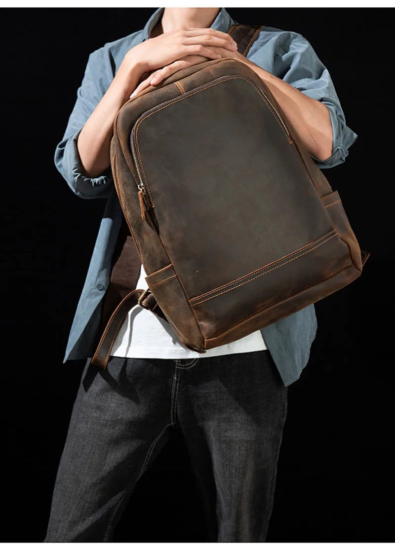 Luufan Genuine Cow Leather Men Backpack Men's Backpacks For Teenager Luxury  Designer Bagpack Male High Quality School Bag 2754A