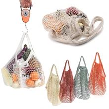 

Portable Reusable Grocery Bags For Fruit Vegetable Bag Cotton Mesh String Organizer Handbag Short Handle Net Shopping Bags Tote