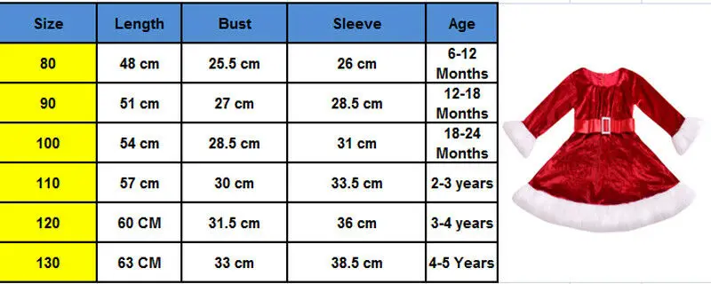 Xmas Toddler Kids Girls Christmas Santa Red Color Princess One-Piece Christmas Dress