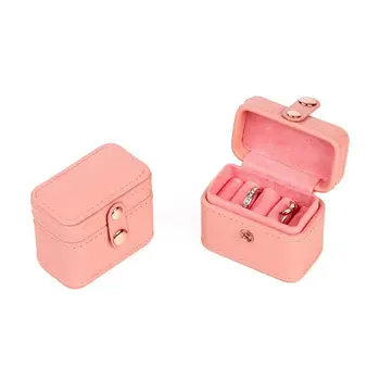 

Women Mini Snap Leather Ring Storage Box Earring Bangle Display Case Lady Small Jewelry Organizer Holder Box