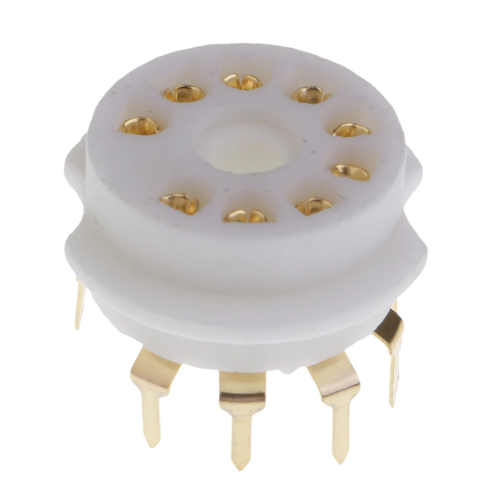 GZC9-B-G 9pin White Ceramics Gold Plated Vacuum Tube Socket GZC9-B-G For 12AX7,12AT7,12AU7,ECC83,ECC82,E88CC, 6922 ,6p1