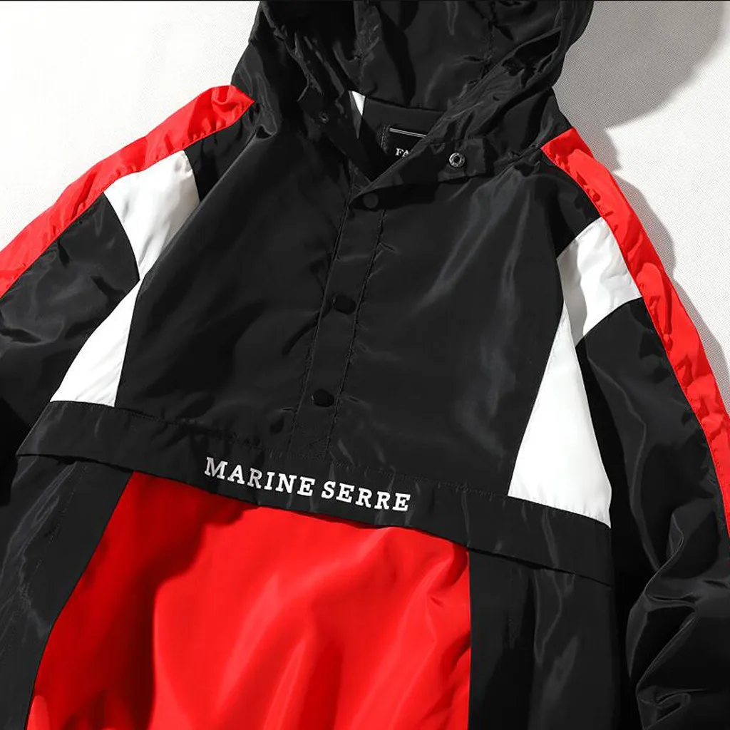 Мужская куртка спортивная одежда с капюшоном мужская осень зима женский свободный пуловер с капюшоном Лоскутная мужская куртка уличная спортивная куртка пальто Топы