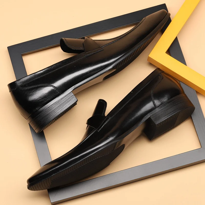 Итальянская брендовая мужская повседневная обувь ручной работы из натуральной кожи; модельные лоферы с острым носком без застежки; Мужская Свадебная обувь на плоской подошве; DX119