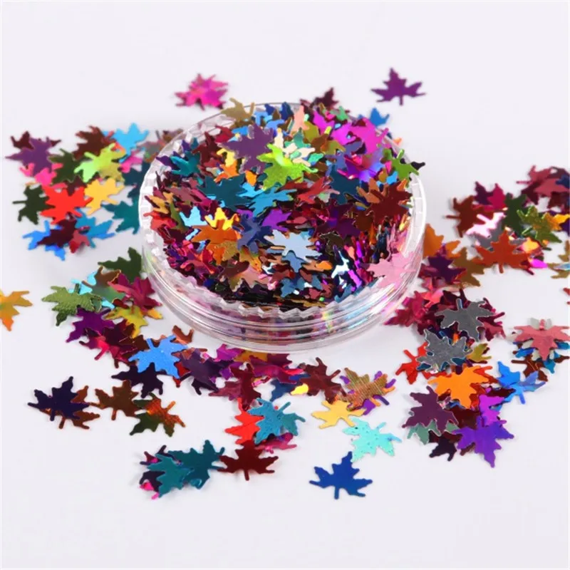 

10g Pailette Ultrathin 6mm Maple Leaf Sequins PET Magic Paillettes for Nail Art DIY Wedding Craft Christmas Decoration Confetti