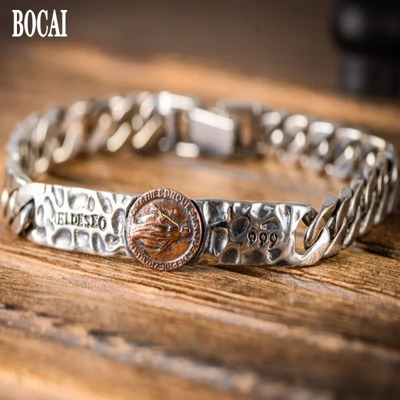 ture S999 чистый серебряный Винтажный серебряный браслет Девы Марии для мужчин модный мужской серебряный браслет тайский серебряный мужской браслет